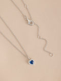 Sterling silver heart pendant necklace with cubic zirconia, UK version