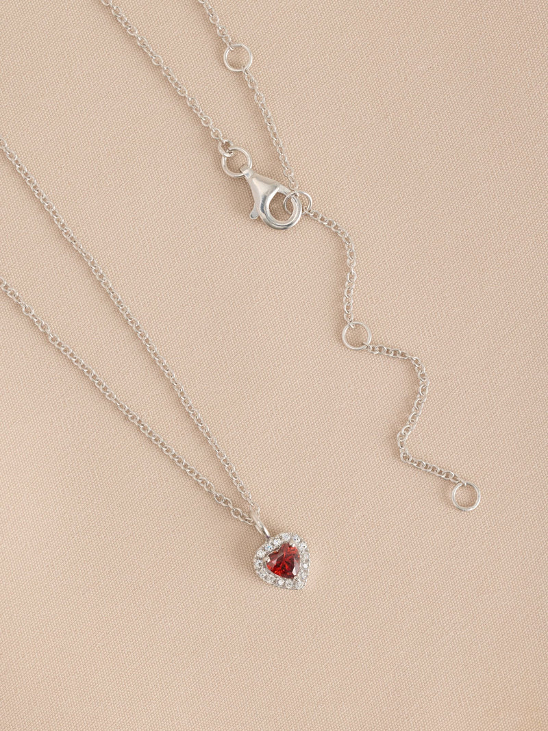 Sterling silver heart pendant necklace with cubic zirconia, UK version