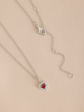 Sterling silver heart pendant necklace with cubic zirconia, UK version
