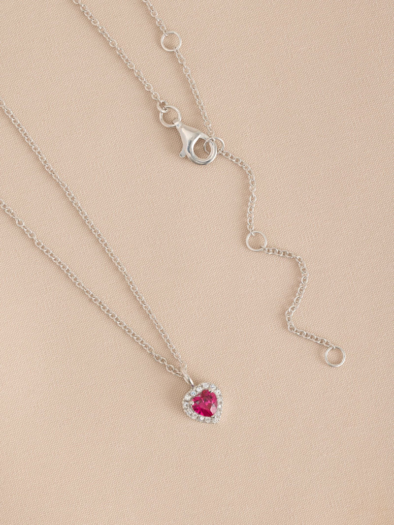 Sterling silver heart pendant necklace with cubic zirconia, UK version