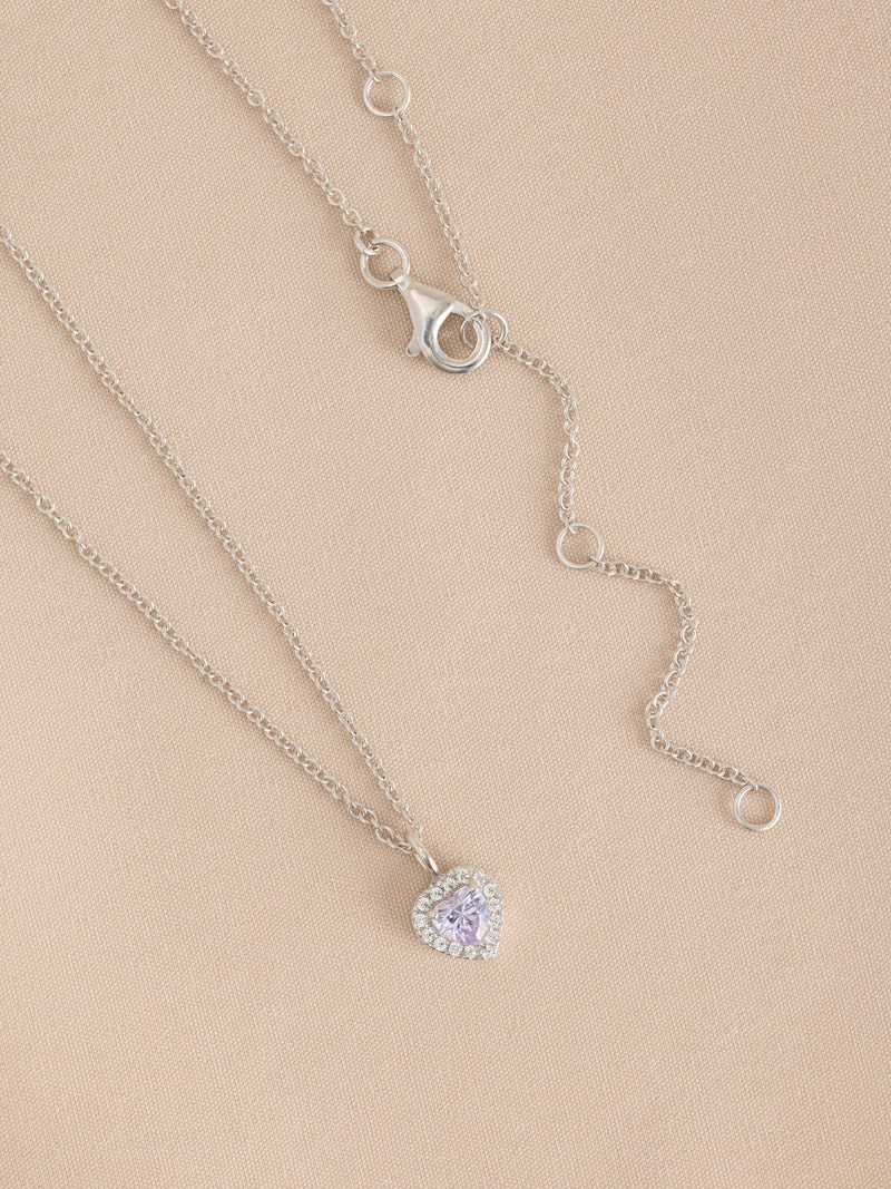 Sterling silver heart pendant necklace with cubic zirconia, UK version