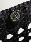 Rixo black Lucine handwoven leather tote bag - British product