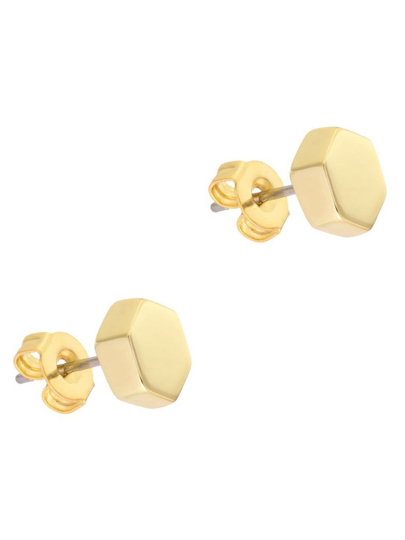 Karen Millen gold tone mosaic stud earrings 0.7cm, imported from the UK