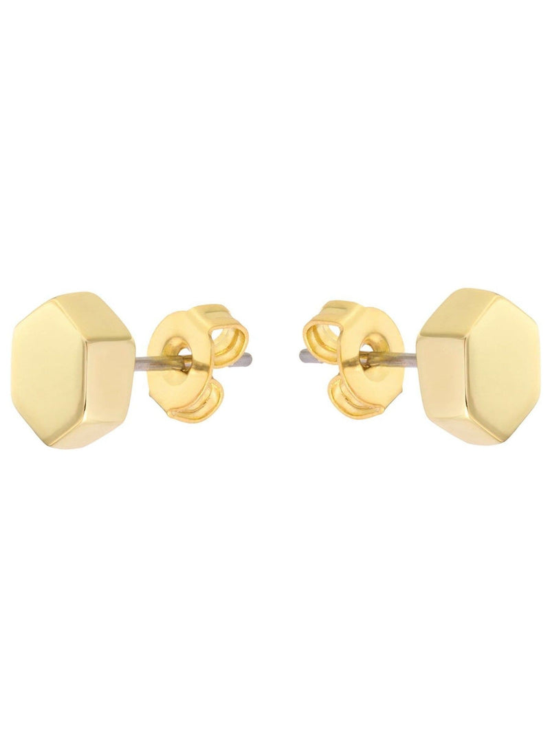 Karen Millen gold tone mosaic stud earrings 0.7cm, imported from the UK