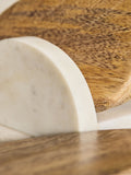 Set of 4 natural wooden Zaya coasters with marble holder (British brand)
