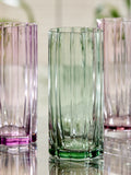 Set of four Freya tumbler glasses in green and pink, imported from the UK