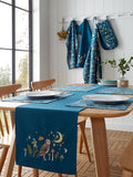 Catherine Lansfield navy blue enchanted twilight animals table runner 220cm x 33cm - British product