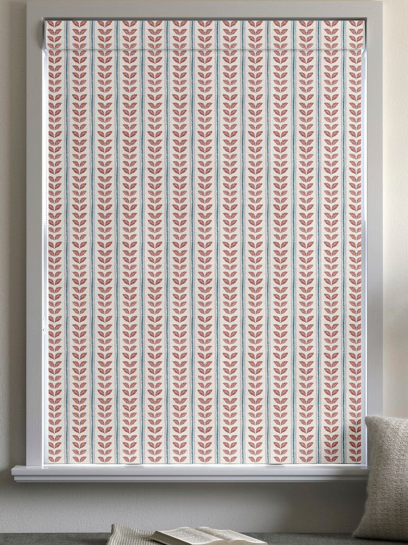 Red Liber roman blind made to measure 100% cotton - British product