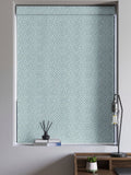 Blue Abaci geometric roman blind made to measure, UK version