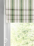 Green Balthica striped roman blind, imported from the UK