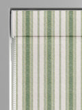 Green Balthica striped roman blind, imported from the UK