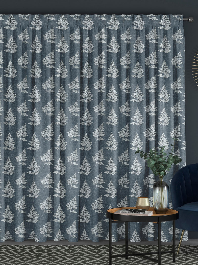 Blue Midori curtains floral jacquard design British product