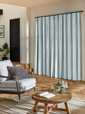 Balthica blue striped embroidered curtains made to measure, UK version