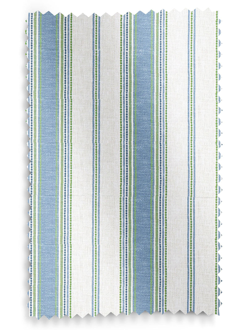 Balthica blue striped embroidered curtains made to measure, UK version