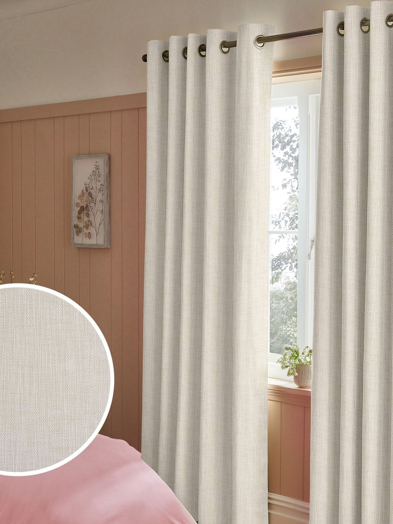 White herringbone curtains made to measure - British product
