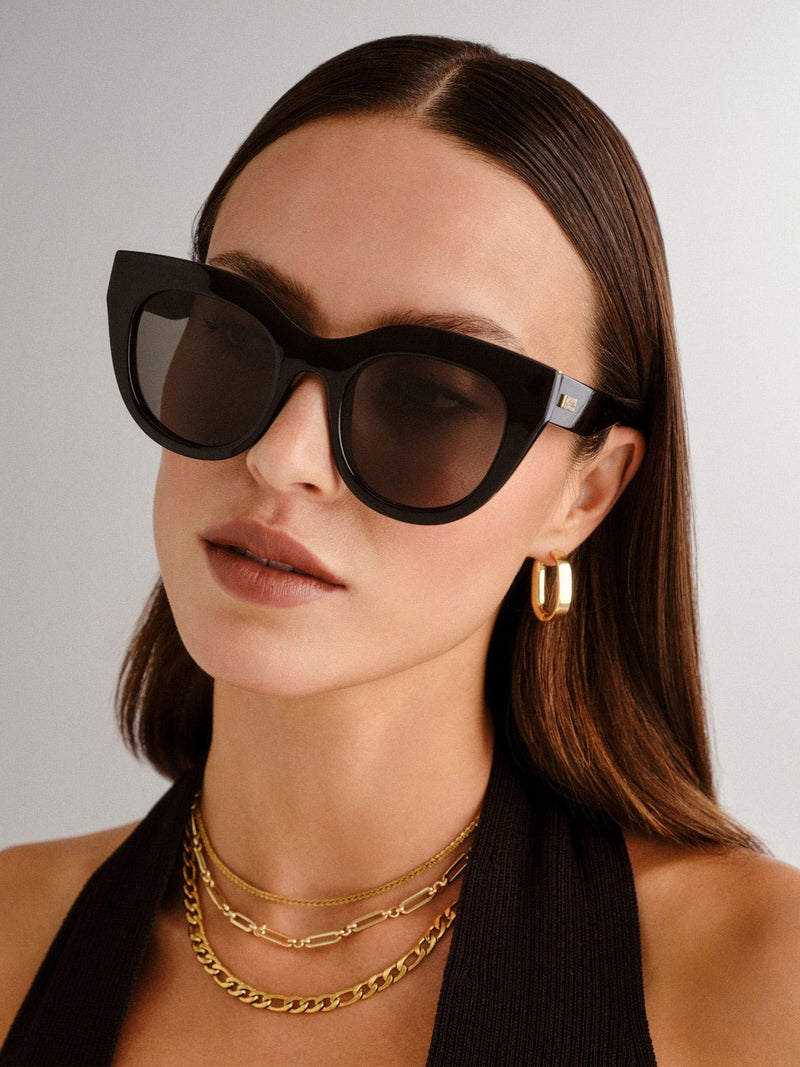 Le Specs Black Air Heart sunglasses, imported from the UK