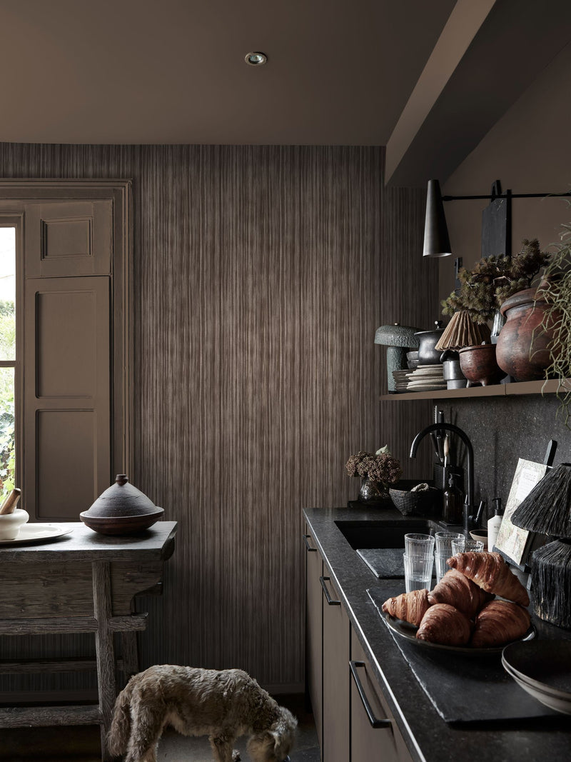 Abigail Ahern Deep Greige Linear Luxe wallpaper sample A4 - British product