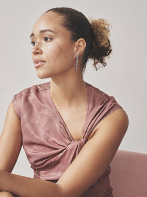 Gunmetal Cluster Drop Pierced Earrings