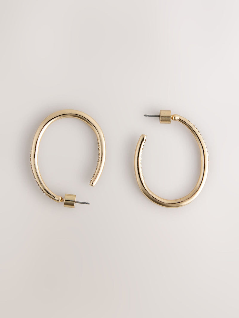 Gold tone sparkle detail hoop earrings, UK version