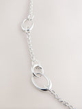 Silver tone link chain long necklace - British product