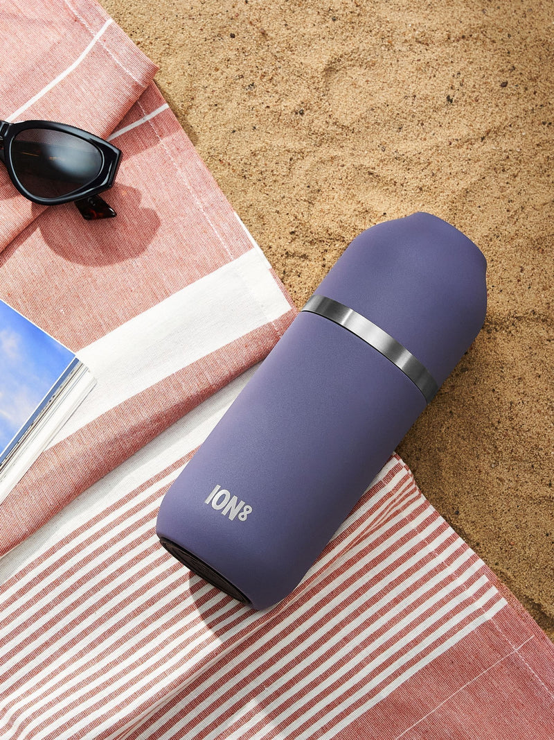 ION8 purple insulated flask and mug set, UK version