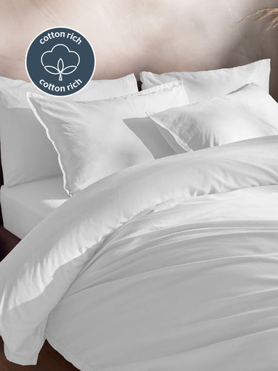 Silentnight White Cotton Rich T180 Washed Duvet Set