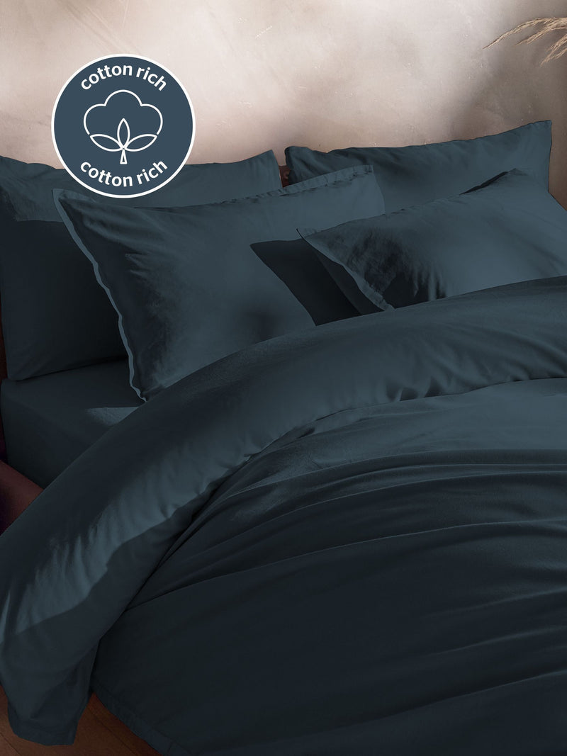 Silentnight Indigo Cotton Rich T180 Washed Duvet Set (British brand)