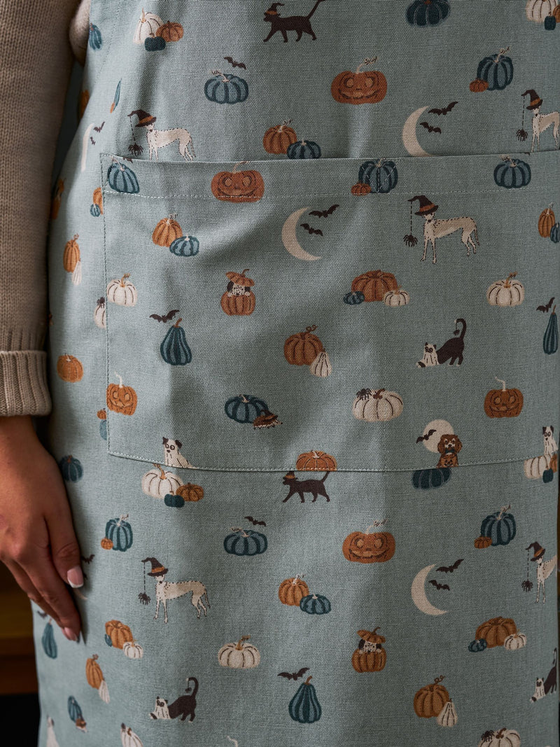Sophie Allport Soft Teal Paws & Pumpkins apron Size ONE (British brand)