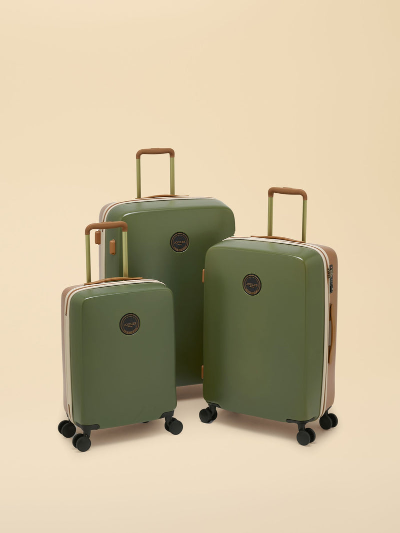 Joules olive and tan colourblock medium suitcase (British brand)