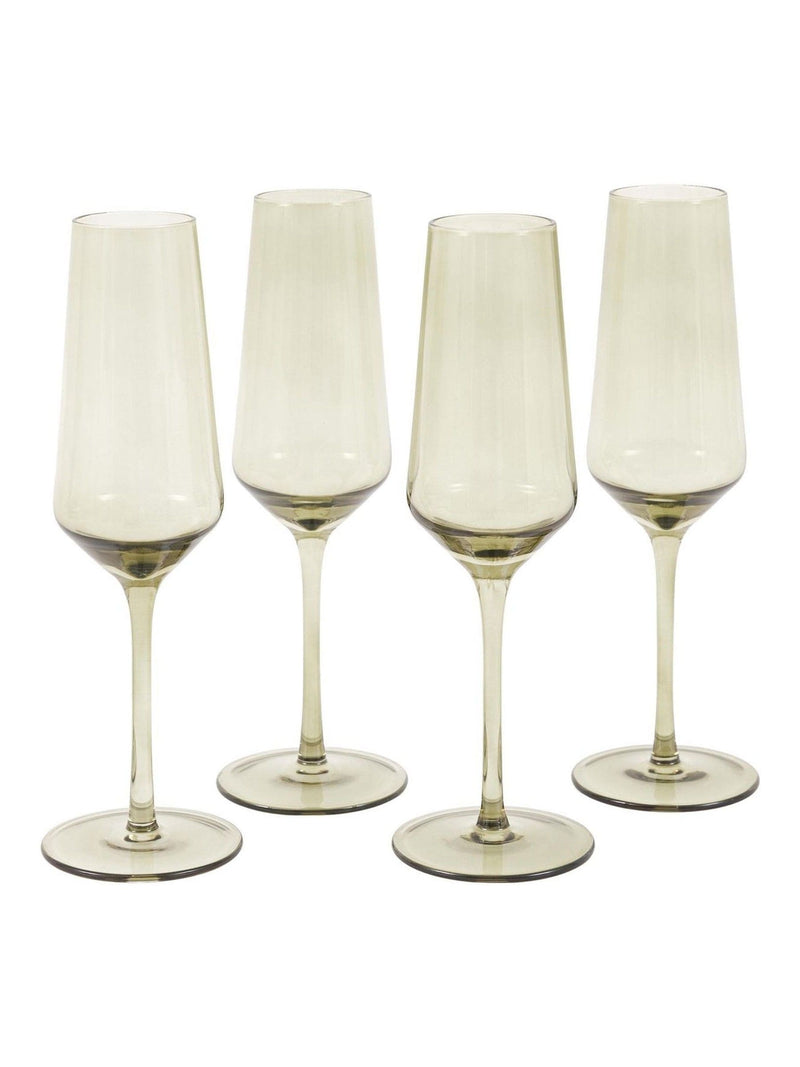Gallery Home green smokey champagne flutes set of 4, UK version