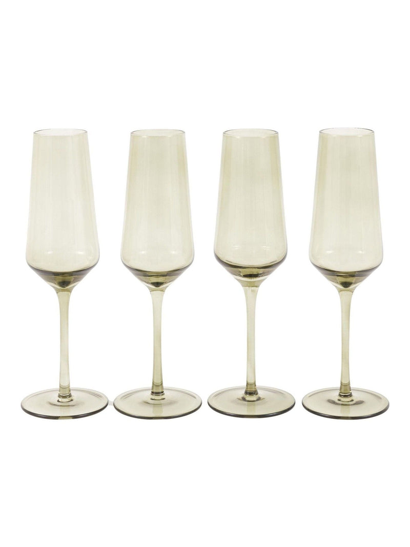 Gallery Home green smokey champagne flutes set of 4, UK version