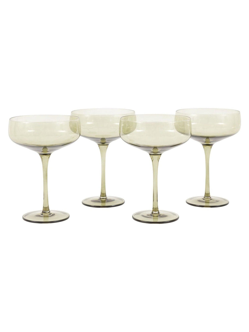 Gallery Home green smokey coupe glasses set of 4, UK version