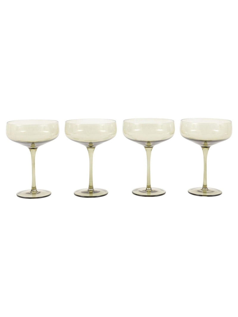 Gallery Home green smokey coupe glasses set of 4, UK version