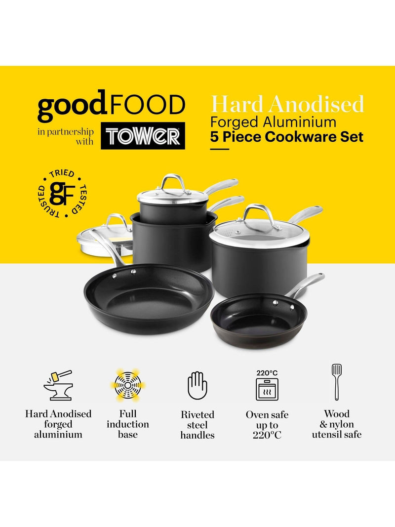 Good Food 5 piece hard anodized cookware set - British product