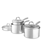 Next Good Food 3 Piece Stainless Steel Tri-Ply Saucepans Set- Buy online at McGrocer