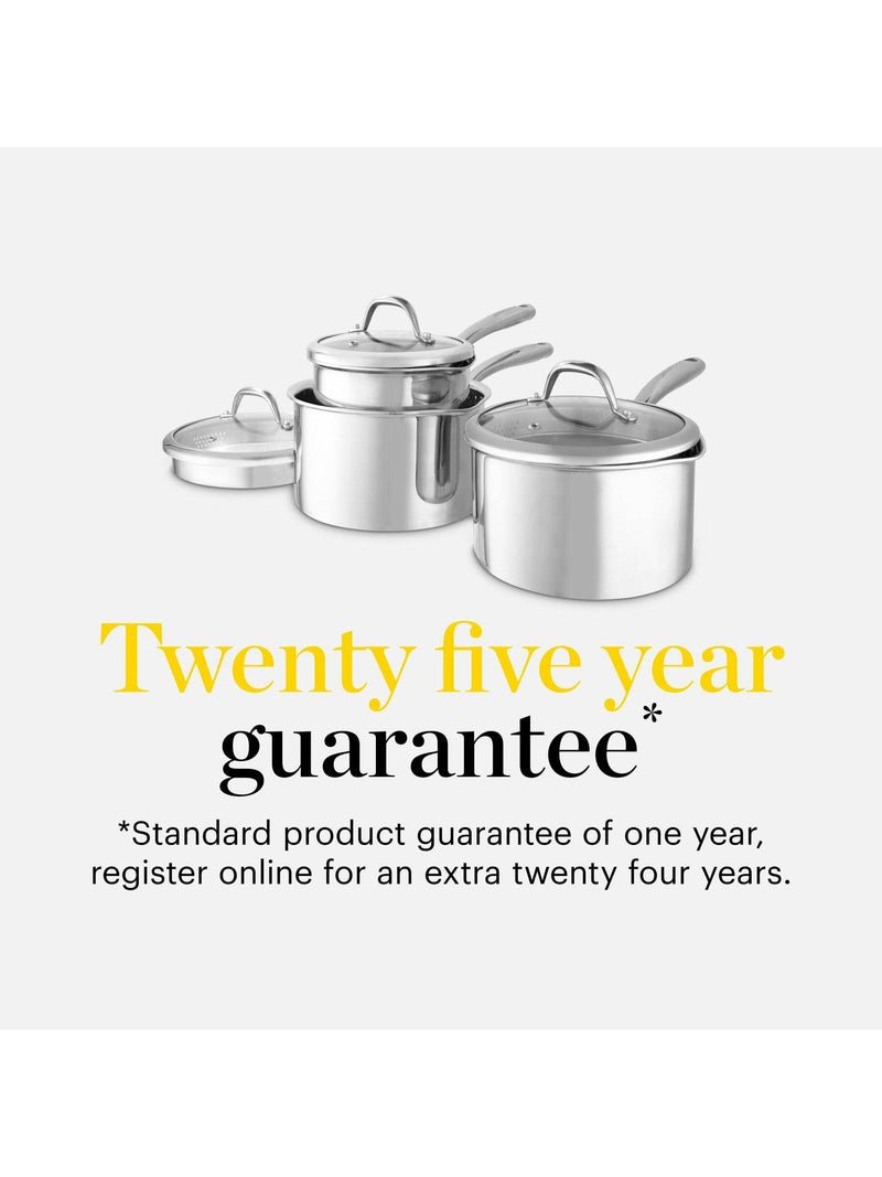 Good Food 3 piece tri-ply stainless steel saucepan set, imported from the UK