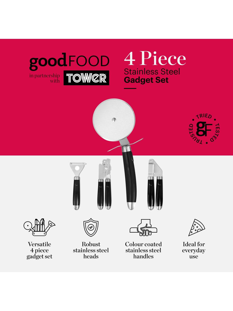 Good Food 4 piece black kitchen gadget set, UK version