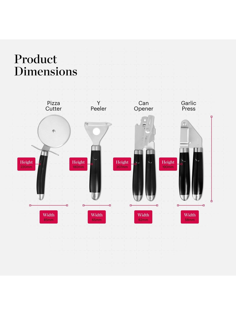 Good Food 4 piece black kitchen gadget set, UK version