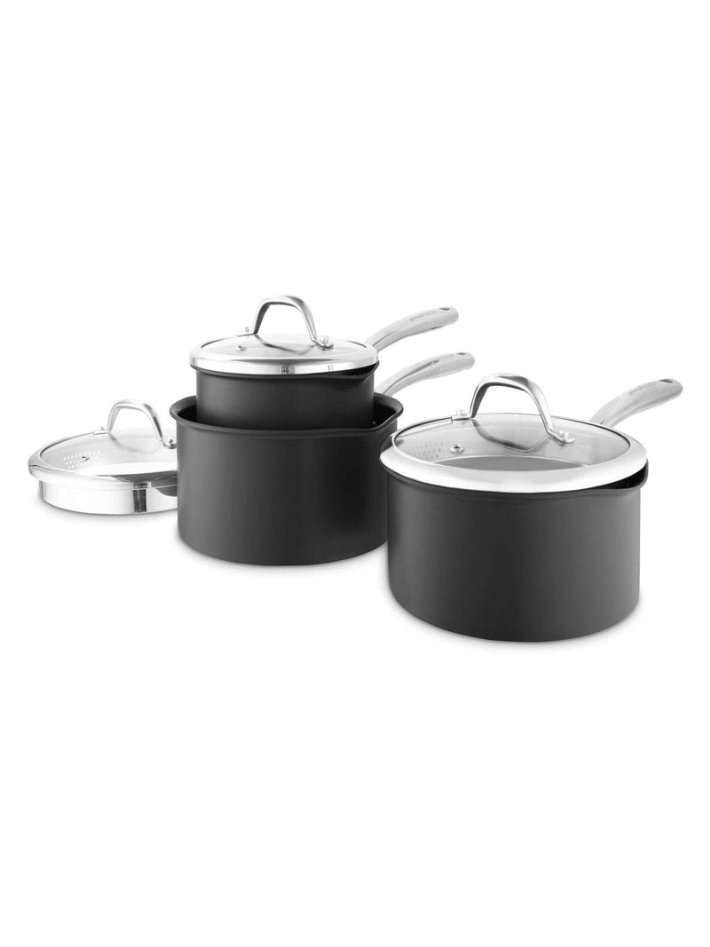 Good Food grey saucepan set 3-piece, UK version