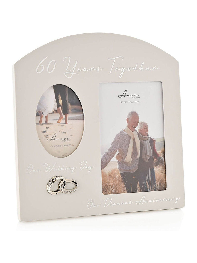 Widdop Grey Amore Arched 60th Anniversary Double Photo Frame (British brand)
