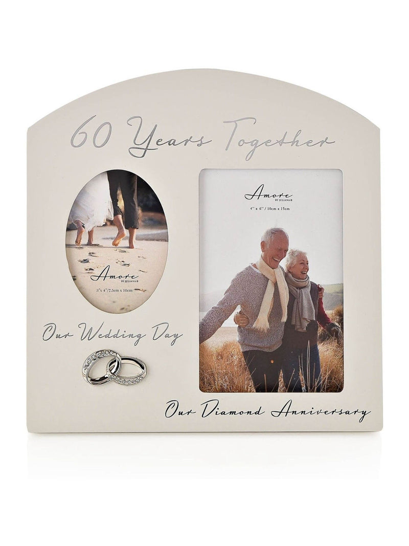 Widdop Grey Amore Arched 60th Anniversary Double Photo Frame (British brand)