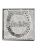 Widdop Silver wedding horseshoe with crystals and Mr Mrs motif (British brand)