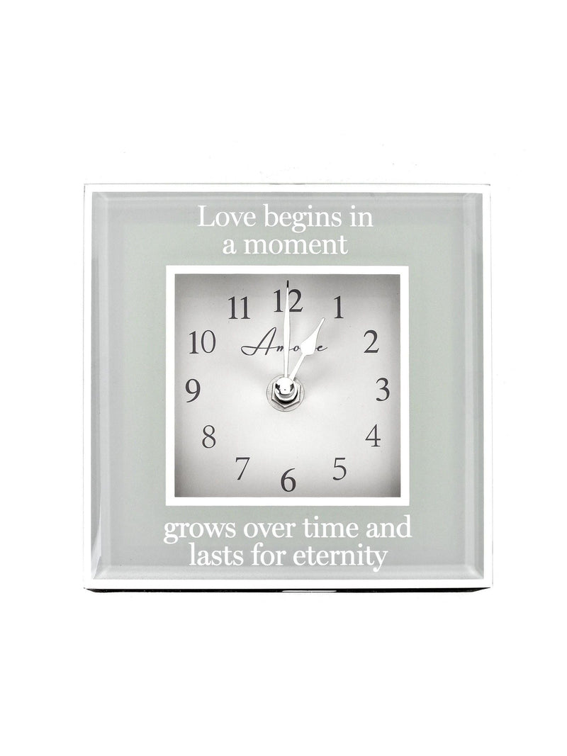 Widdop Grey Amore Mirror Eternity Border Clock 15cm (British brand)