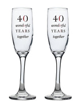 Next Widdop Set of 2 Clear Amore Champagne Flutes 40th Anniversary- Buy online at McGrocer