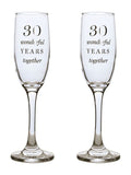 Widdop 30th anniversary clear champagne flutes, UK version