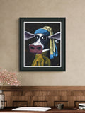 Artko Black Cow With A Pearl Earring framed art print 69x59cm - British product
