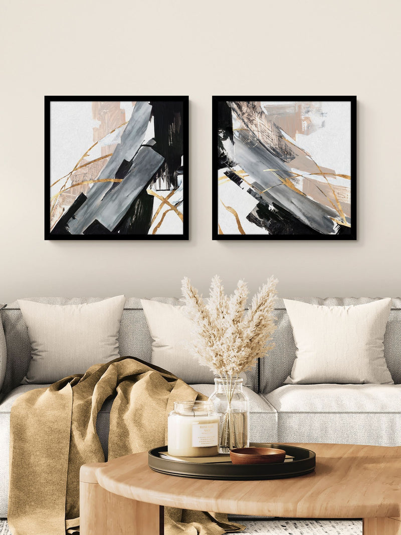 Artko framed art set Black Thunder Chasing by Lera 61.5cm square - British product