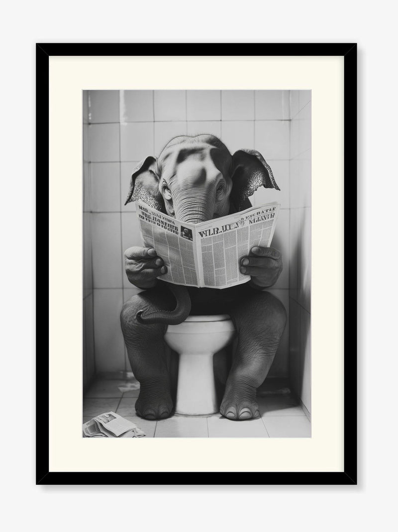 Artko black bathroom elephant framed art - British product