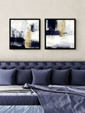 Artko set of two black waterfall blue abstract framed art - British product