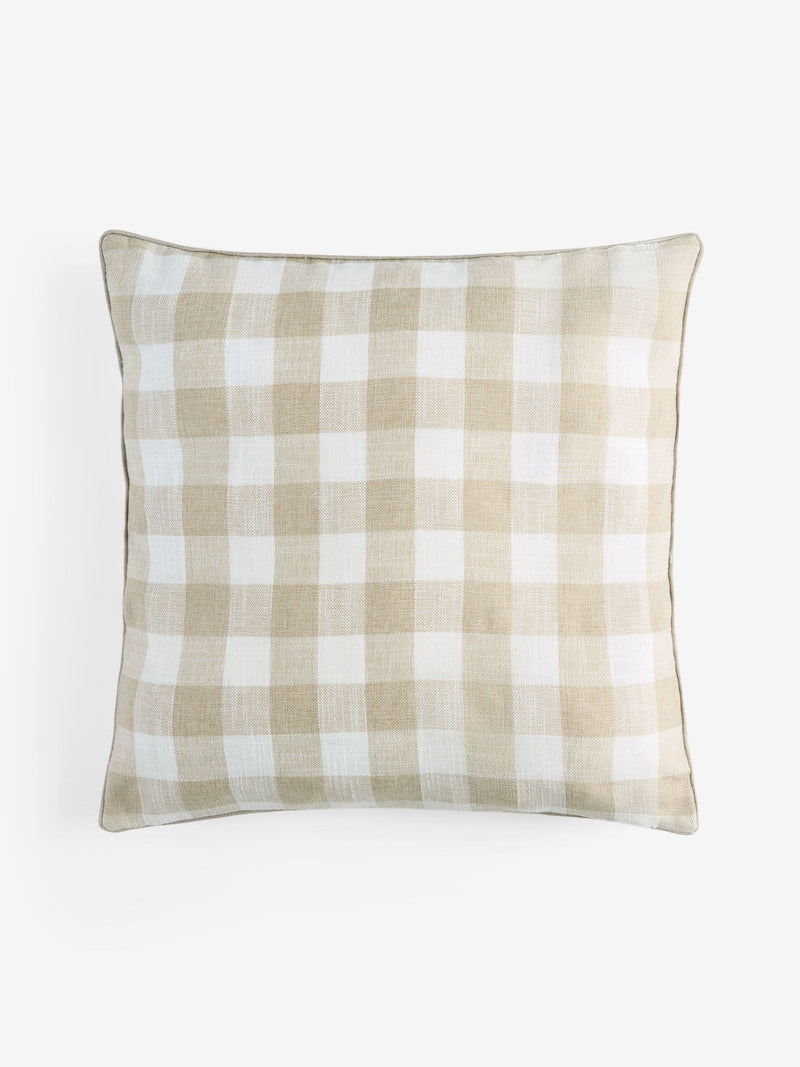 Natural woven gingham check cushion 50cm (British brand)